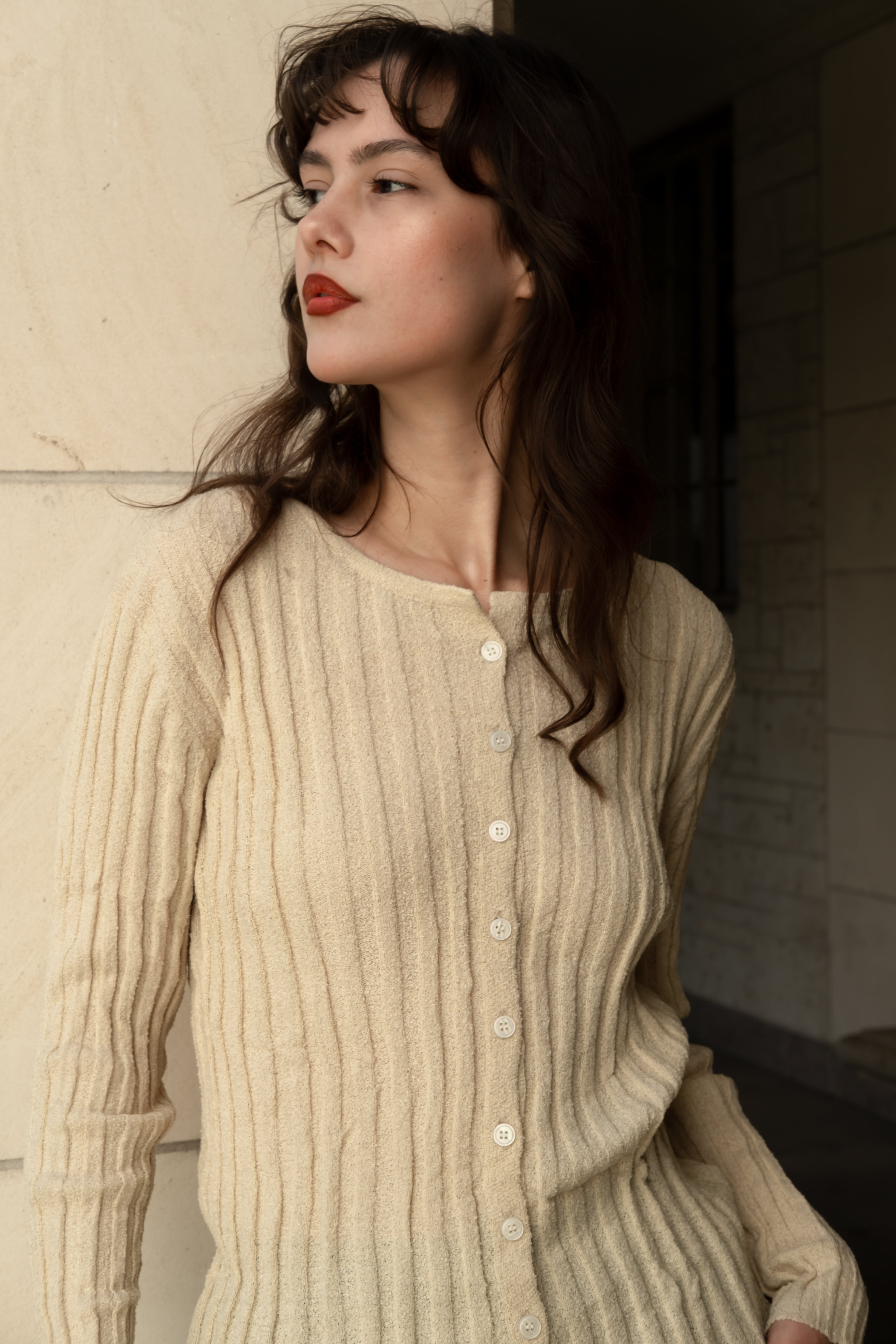 Ivy boucle Cardigan in ivory