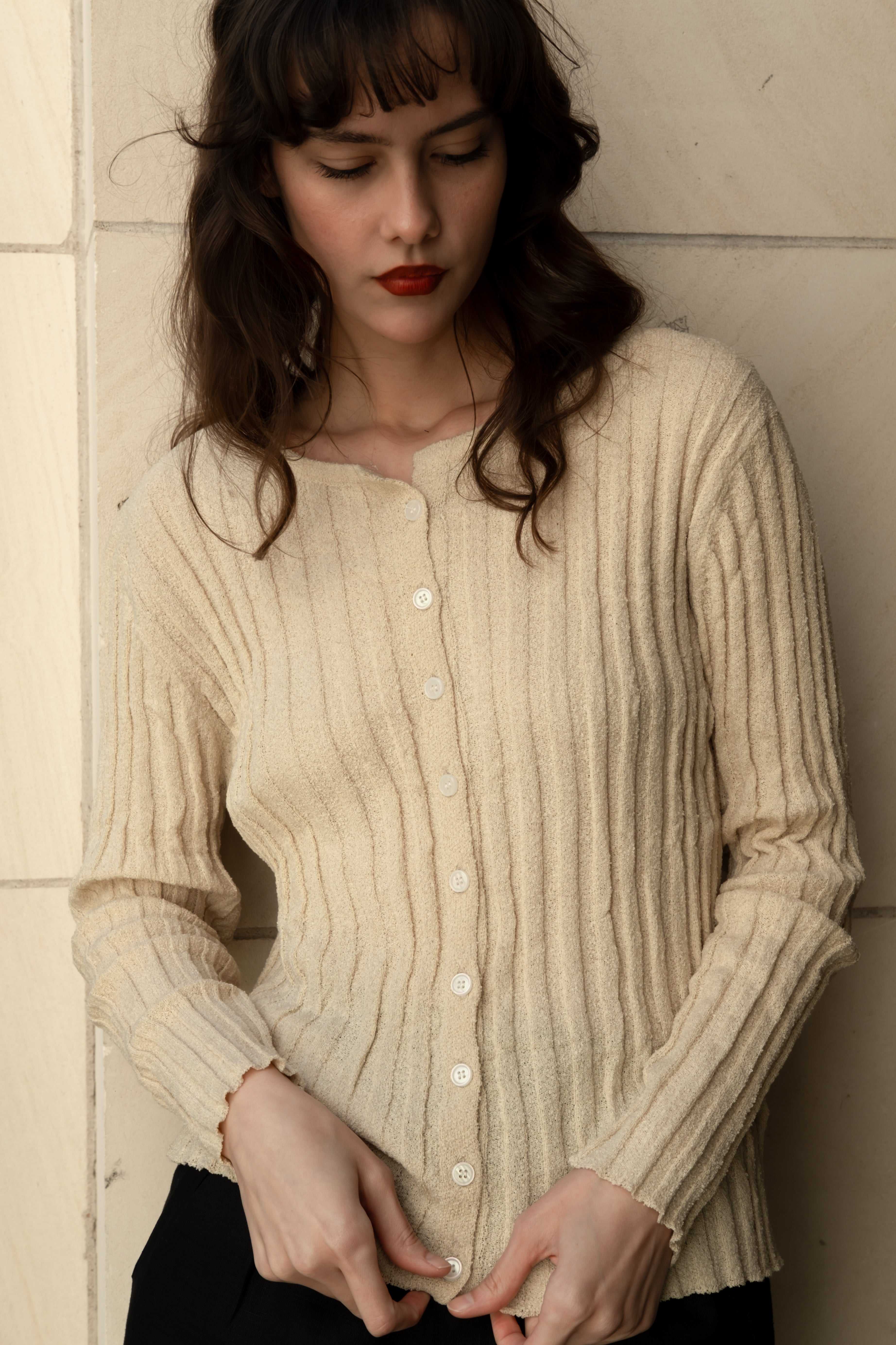 Ivy boucle Cardigan in ivory